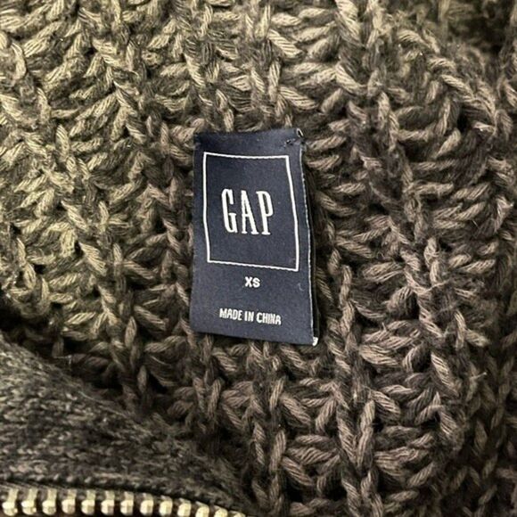 GAP Women’s Gray Chunky Knit Zip Up Sweater Size XS - Picture 6 of 7